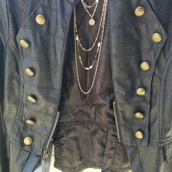 Wet Seal Military Style Leather Jacket Size Small - Picture 6 of 8